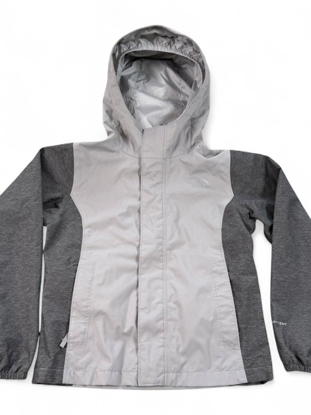 The North Face DryVent Rain Jacket Girls's XS (6) Gray Hooded Zip